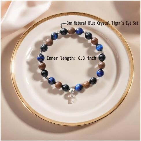 beaded bracelets for women-Gemstone Beads for Women, protection bracelet, Courage, Focus, Balance & Luck， Fashion Accessory for Energy Balancing with Gift Box (8mm) in Saudi Arabia