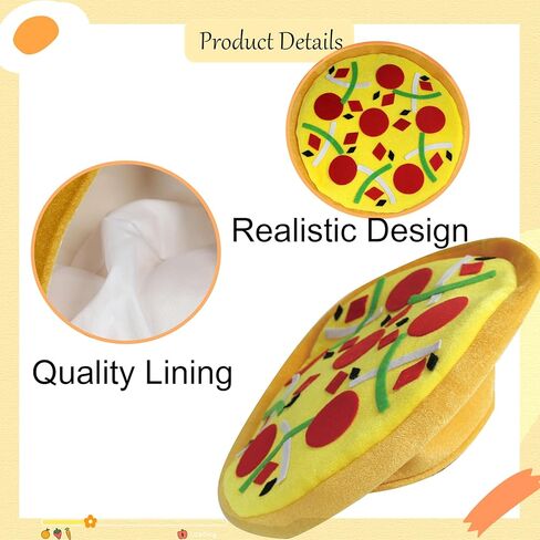 قبعة البيتزا - أغطية رأس لأزياء الطعام الواقعية مع الجبن والإضافات - إكسسوار أزياء الحفلات الممتعة - مثالية للحفلات والمناسبات والمهرجانات in Kuwait