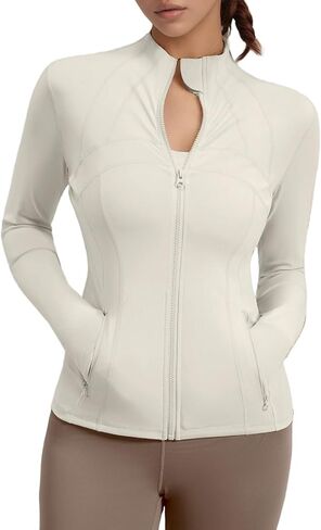 Womens Zip Up Workout Jacket Sweatshirt Slim Fit Athletic Running Yoga Jacket Long Sleeve Lightweight Active Tops in Kuwait