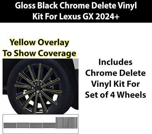 BOGAR TECH DESIGNS for Lexus GX 2024-2026 Wheel Rim Chrome Delete – Precut Vinyl Trim Overlay, Gloss Black Blackout Look in Saudi Arabia