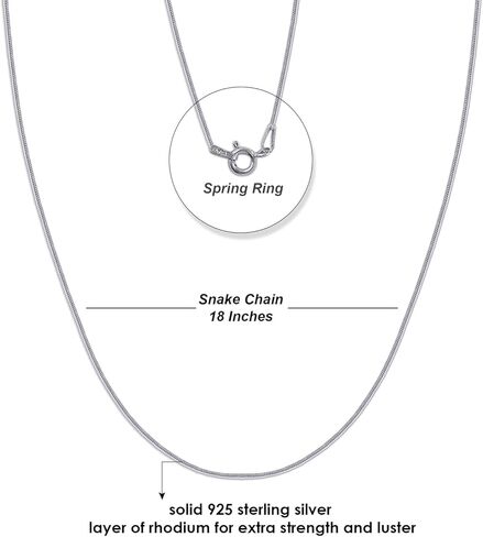 Italian-Crafted 0.70mm 14K White Gold Over Sterling Silver 18" Snake Chain Necklace – Spring Ring Clasp in Saudi Arabia