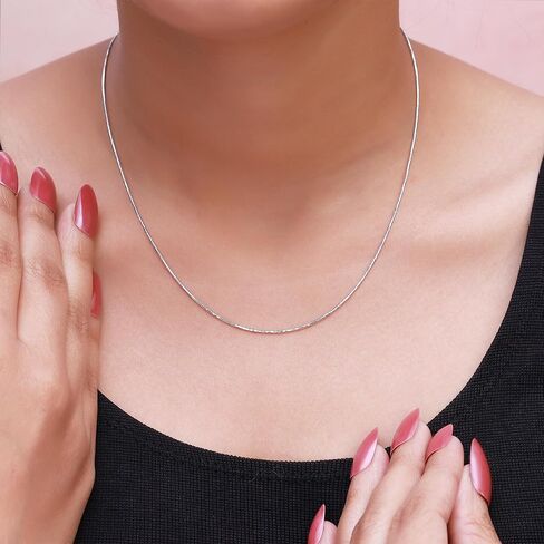 Italian-Crafted 0.70mm 14K White Gold Over Sterling Silver 18" Snake Chain Necklace – Spring Ring Clasp in Saudi Arabia