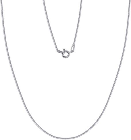 Italian-Crafted 0.70mm 14K White Gold Over Sterling Silver 18" Snake Chain Necklace – Spring Ring Clasp in Saudi Arabia