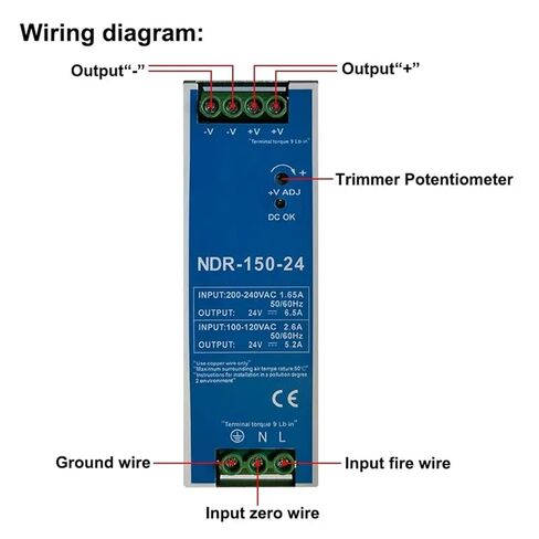 1pcs 2.5A 12V 5.2A 24V NDR150W Industrial DIN Rail Mounted AC to DC Single Output Switching Power Supply(NDR-150W-24V 5.2A) in Saudi Arabia