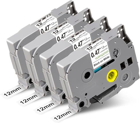 شريط صانع الملصقات متوافق مع شريط Brother TZe 12 مم 0.47 أبيض مصفح TZ-231 TZc-231 TZe 231 استبدال إعادة التعبئة لـ PTouch PT-D200 PT-D210 PT-D400 PT-H100 PT-H110BP PT-E550w، 5 عبوات in Kuwait