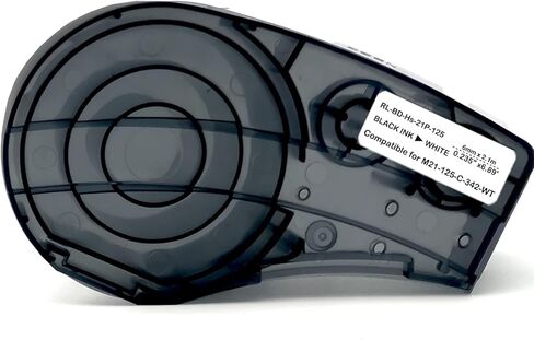 Heat Shrink Tubing Label Tape Compatible for M21-125-C-342-WT Cartridge Work with M210 LAB BMP21-PLUS/LAB IDPAL Label Printer,Black on White, 0.24" Width, 7' Length in Kuwait