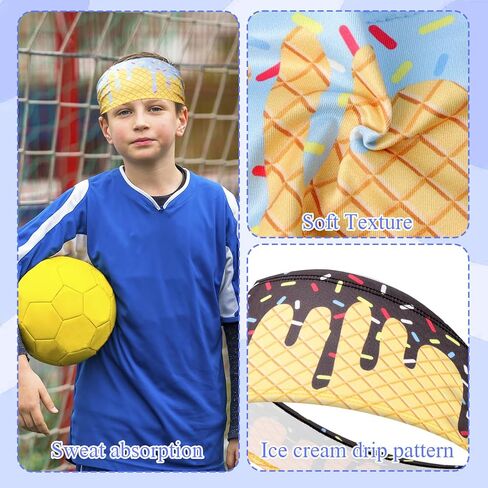 BLMHTWO 3 Sets Ice Cream Baseball Headbands and Sports Wristbands, Baseball Ice Cream Drip Headband Sweat Band for Women＆Men Basketball Outdoor Athletic, Running, Gym in Saudi Arabia