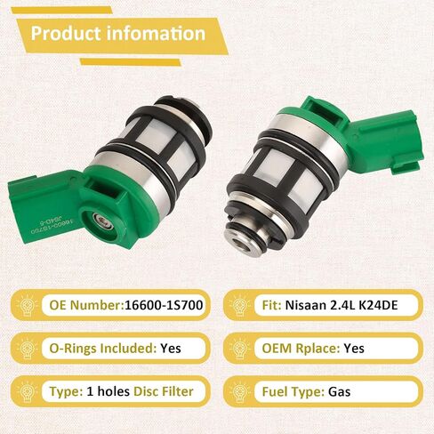 JS4D-5 Fuel Injectors,Compatible with/Nissan 2.4 Frontier Xterra 1998-2004,Compatible with/Nissan Pickup 2.4L 1996-1997 |1 Holes| |Set of 4| Replace#16600-1S700 in Saudi Arabia