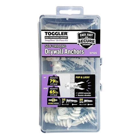TOGGLER SnapSkru SP Self-Drilling Drywall Anchor with Screws, Glass-Filled Nylon, Made in US, For #6 to #10 Fastener Sizes (Pack of 4) in Saudi Arabia