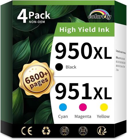مجموعة خراطيش الحبر 950xl و951xl المتوافقة مع مجموعة خراطيش الحبر HP 950 951 البديلة مع HP OfficeJet Pro 8600 8610 8620 8100 8630 8660 8640 8615 (4 عبوات) in Kuwait