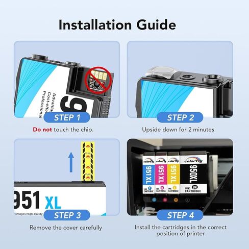 مجموعة خراطيش الحبر 950xl و951xl المتوافقة مع مجموعة خراطيش الحبر HP 950 951 البديلة مع HP OfficeJet Pro 8600 8610 8620 8100 8630 8660 8640 8615 (4 عبوات) in Kuwait