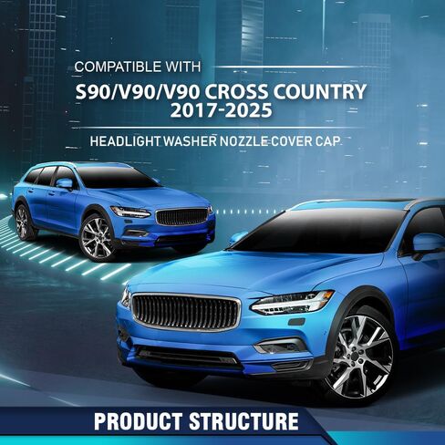 PIT66 Front Headlight Washer Nozzle Cover Cap Left & Right Side Compatible with Volvo S90 / V90 / V90 Cross Country 2017 2018 2019 2020 2021 2022 2023 2024 2025 39839830, 39839842 Glossy Black in Saudi Arabia
