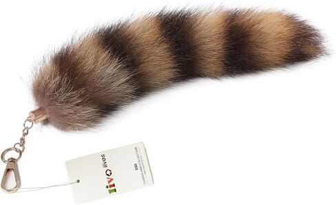 سلسلة مفاتيح ذيل الراكون المنفوش - فراء الراكون الناعم، متين، مثالي للحفلات التنكرية، ومعارض عصر النهضة in Kuwait