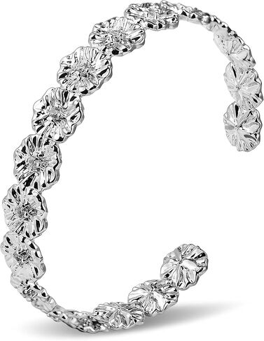 سوار عصري من الفضة بتصميم غير منتظم وأحجار تشيكوسلوفاكيا، أساور مطلية بالفضة الاسترلينية للنساء - سوار قابل للتعديل in Kuwait