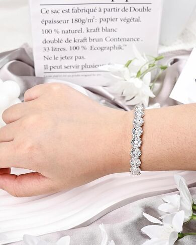 سوار عصري من الفضة بتصميم غير منتظم وأحجار تشيكوسلوفاكيا، أساور مطلية بالفضة الاسترلينية للنساء - سوار قابل للتعديل in Kuwait