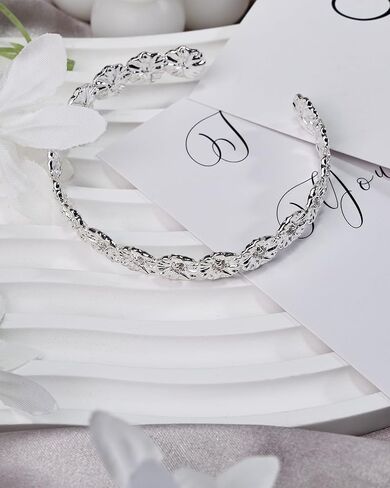 سوار عصري من الفضة بتصميم غير منتظم وأحجار تشيكوسلوفاكيا، أساور مطلية بالفضة الاسترلينية للنساء - سوار قابل للتعديل in Kuwait