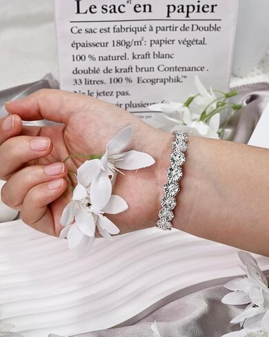 سوار عصري من الفضة بتصميم غير منتظم وأحجار تشيكوسلوفاكيا، أساور مطلية بالفضة الاسترلينية للنساء - سوار قابل للتعديل in Kuwait