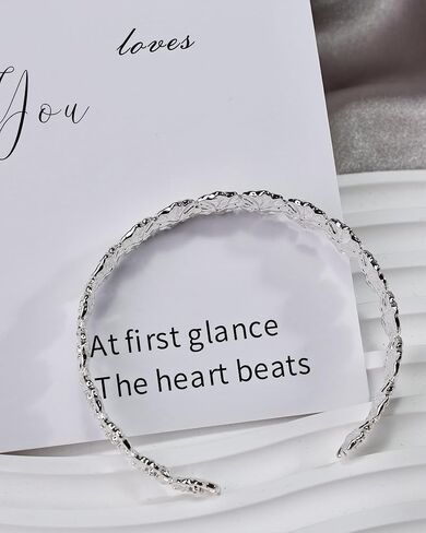 سوار عصري من الفضة بتصميم غير منتظم وأحجار تشيكوسلوفاكيا، أساور مطلية بالفضة الاسترلينية للنساء - سوار قابل للتعديل in Kuwait