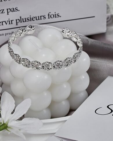 سوار عصري من الفضة بتصميم غير منتظم وأحجار تشيكوسلوفاكيا، أساور مطلية بالفضة الاسترلينية للنساء - سوار قابل للتعديل in Kuwait