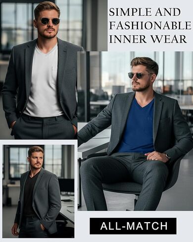 5 Pack Men's Big and Tall Shirts Long Sleeve V Neck Tee Casual Oversized Tops Loose Basic T Shirts with Pocket in Saudi Arabia