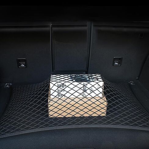 Trunk Cargo Net for Audi SQ8 2020–2025 2026 4M, Heavy Duty Elastic Mesh, Rear Trunk Organizer with 4 Hooks, Secure Luggage Storage, Durable Nylon Mesh in Saudi Arabia