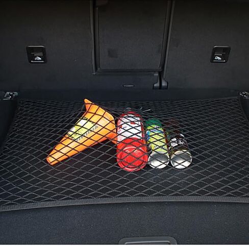 Trunk Cargo Net for Audi SQ8 2020–2025 2026 4M, Heavy Duty Elastic Mesh, Rear Trunk Organizer with 4 Hooks, Secure Luggage Storage, Durable Nylon Mesh in Saudi Arabia