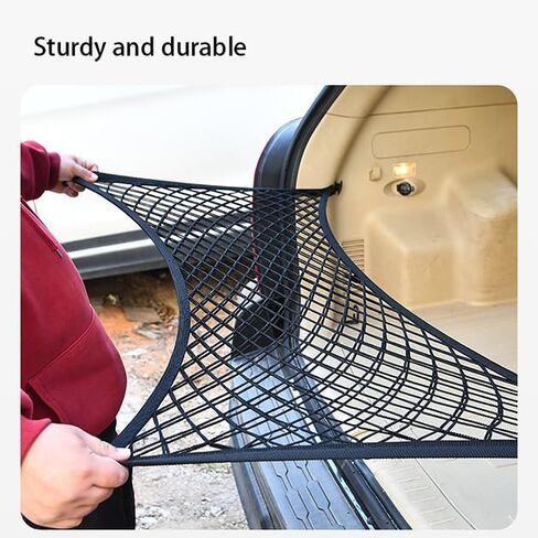 Trunk Cargo Net for Audi SQ8 2020–2025 2026 4M, Heavy Duty Elastic Mesh, Rear Trunk Organizer with 4 Hooks, Secure Luggage Storage, Durable Nylon Mesh in Saudi Arabia