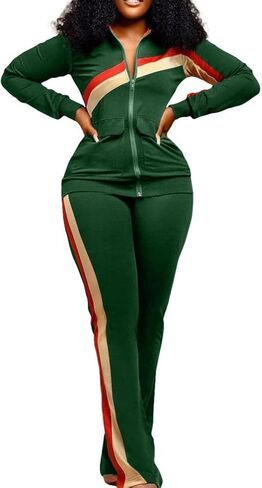 CCIGO Women's 2 Piece Outfits Sweatsuits Zip-up Hoodie Casual leopard Print Patchwork Jogger Tracksuit Set with Pockets in Saudi Arabia