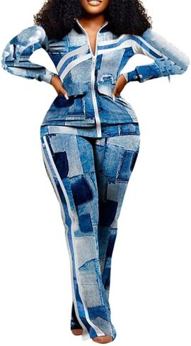 CCIGO Women's 2 Piece Outfits Sweatsuits Zip-up Hoodie Casual leopard Print Patchwork Jogger Tracksuit Set with Pockets in Saudi Arabia