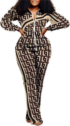 CCIGO Women's 2 Piece Outfits Sweatsuits Zip-up Hoodie Casual leopard Print Patchwork Jogger Tracksuit Set with Pockets in Saudi Arabia