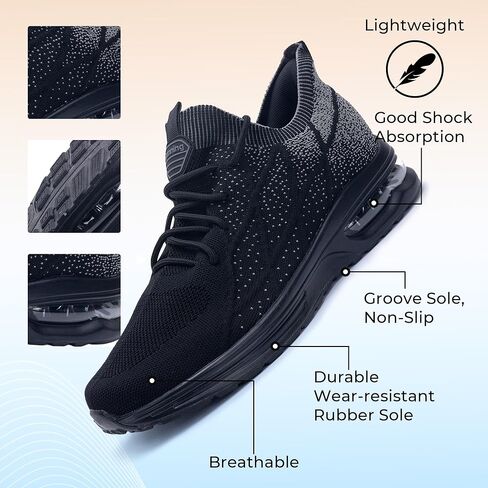 Mens Running Shoes Athletic Tennis Shoes Slip On Comfort Fashion Walking Sneaker for Gym Workout Black Size 10 in Saudi Arabia