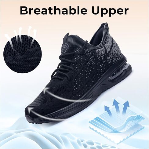 Mens Running Shoes Athletic Tennis Shoes Slip On Comfort Fashion Walking Sneaker for Gym Workout Black Size 10 in Saudi Arabia