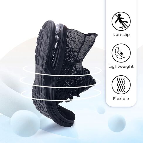 Mens Running Shoes Athletic Tennis Shoes Slip On Comfort Fashion Walking Sneaker for Gym Workout Black Size 10 in Saudi Arabia