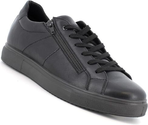 Alpine Swiss Dante Mens Leather Sneakers Made in Italy Modern Minimalist Shoes Side Zipper Lace-up Low-Top Fashion Sneaker in Saudi Arabia