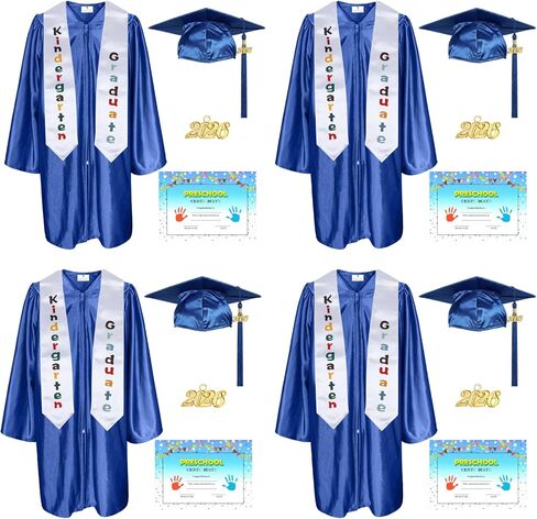 طقم 4 قطع من فساتين التخرج لرياض الأطفال مع شرابة سنة وشهادة للأطفال من الجنسين في مرحلة ما قبل المدرسة in Kuwait