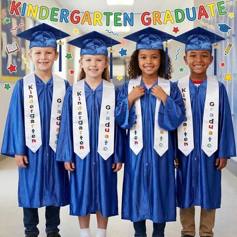 طقم 4 قطع من فساتين التخرج لرياض الأطفال مع شرابة سنة وشهادة للأطفال من الجنسين في مرحلة ما قبل المدرسة in Kuwait