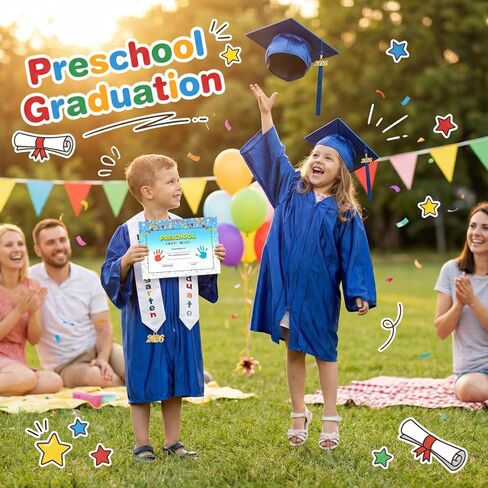 طقم 4 قطع من فساتين التخرج لرياض الأطفال مع شرابة سنة وشهادة للأطفال من الجنسين في مرحلة ما قبل المدرسة in Kuwait