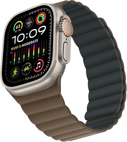 Compatible with Apple Watch Band 49mm 45mm 44mm 42mm 41mm 40mm 38mm Double Sided Wearable Silicone Magnetic Strap for iWatch Ultra SE Series 9 8 7 6 5 4 3 2 1 (38/40/41, Beige/Gray) in Kuwait