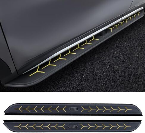 2pcs fit for Rivian R1T R1S 2021-2024 SUV Side Step Running Boards NerfBar Accessories Aluminium Pedal Yellow(with Brackets) in Saudi Arabia