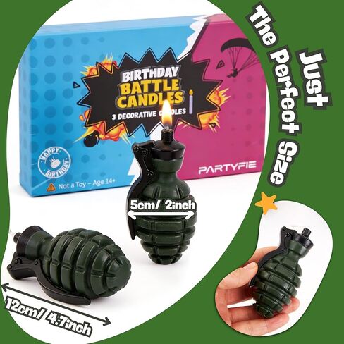 Candle for Video Game Birthday Decorations – Fun 3D Grenade Cake Topper for Battle Level Up Themed Party Supplies – Unique Gaming Cake Decoration for Boys & Teens in Saudi Arabia