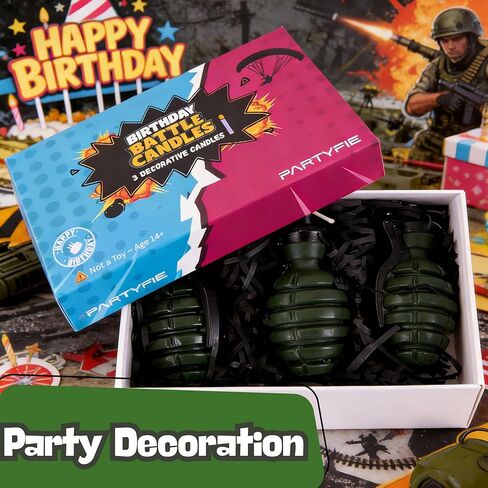 Candle for Video Game Birthday Decorations – Fun 3D Grenade Cake Topper for Battle Level Up Themed Party Supplies – Unique Gaming Cake Decoration for Boys & Teens in Saudi Arabia