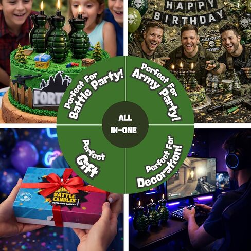 Candle for Video Game Birthday Decorations – Fun 3D Grenade Cake Topper for Battle Level Up Themed Party Supplies – Unique Gaming Cake Decoration for Boys & Teens in Saudi Arabia