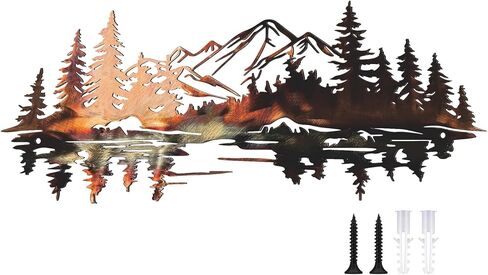 Novabright Mountain Reflection Wall Art Natural Metal Landscape Wall Decor Modern Rural Aesthetic Mountain Art Decoration for Living Room, Bedroom, Office, 6.3 x 13.8 Inches in Saudi Arabia