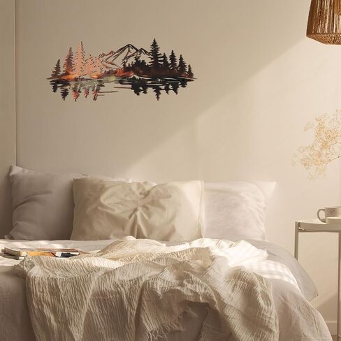 Novabright Mountain Reflection Wall Art Natural Metal Landscape Wall Decor Modern Rural Aesthetic Mountain Art Decoration for Living Room, Bedroom, Office, 6.3 x 13.8 Inches in Saudi Arabia