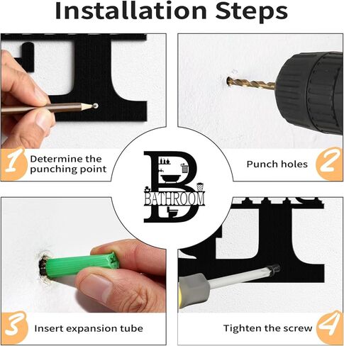 FANTAART Black Metal Bathroom Wall Art Decor, 12x14Inch Funny Bath Wall Art Farmhouse Bathroom Sign Hanging for Modern Home Decorations for Housewarming Gift in Kuwait