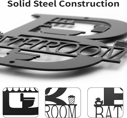 FANTAART Black Metal Bathroom Wall Art Decor, 12x14Inch Funny Bath Wall Art Farmhouse Bathroom Sign Hanging for Modern Home Decorations for Housewarming Gift in Kuwait