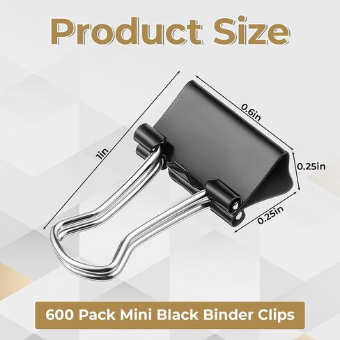 600 Pack Mini Black Binder Clips, Bulk Small Paper Clips 15mm 5/8 Inch Metal Micro Size Office Clip for Home School Office Business Supplies in Saudi Arabia