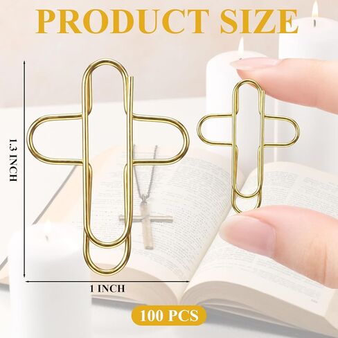 Zhehao 100 Pcs Cross Paper Clips 50 Pcs Christian Bookmark Ribbons Christian Bookmark Gifts for Women 1"x 1.3" Bible Journaling Supplies Bible Study Supplies for Office Home, Easter Eggs Fillers in Saudi Arabia