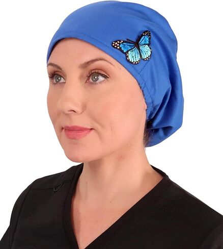 Sparkling EARTH Euro Style Riley Medical Scrub Caps - Flat Front, Roomy Back - Adjustable Cord Lock Closure - Made in USA! in Kuwait