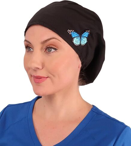 Sparkling EARTH Euro Style Riley Medical Scrub Caps - Flat Front, Roomy Back - Adjustable Cord Lock Closure - Made in USA! in Kuwait